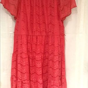 My Michelle  lace lined short sleeve midi dress .